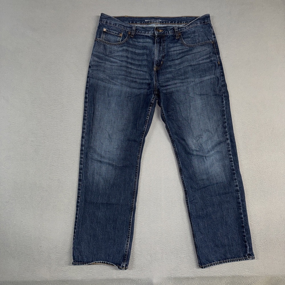Old Navy Jeans Mens 38x32 (Fits 38x30) Blue Loose Relaxed Fit Distressed Denim